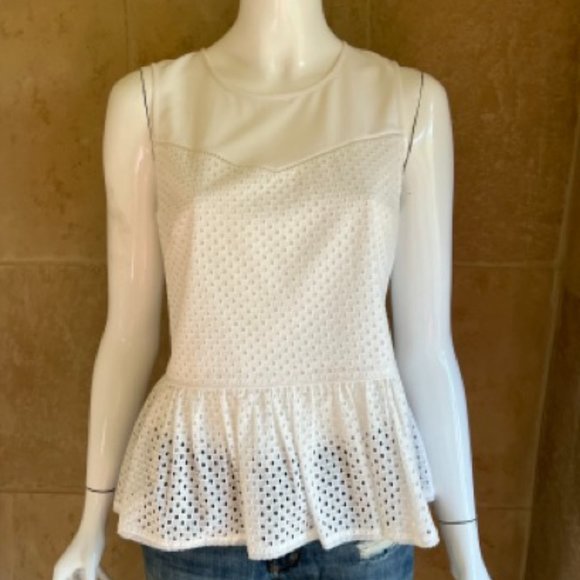 White Juicy Couture Eyelet Peplum Top size 6 - Picture 1 of 10